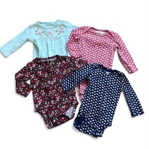 Baby Girls Carters Long Sleeve Onesies Bodysuits - Sz 6 mo